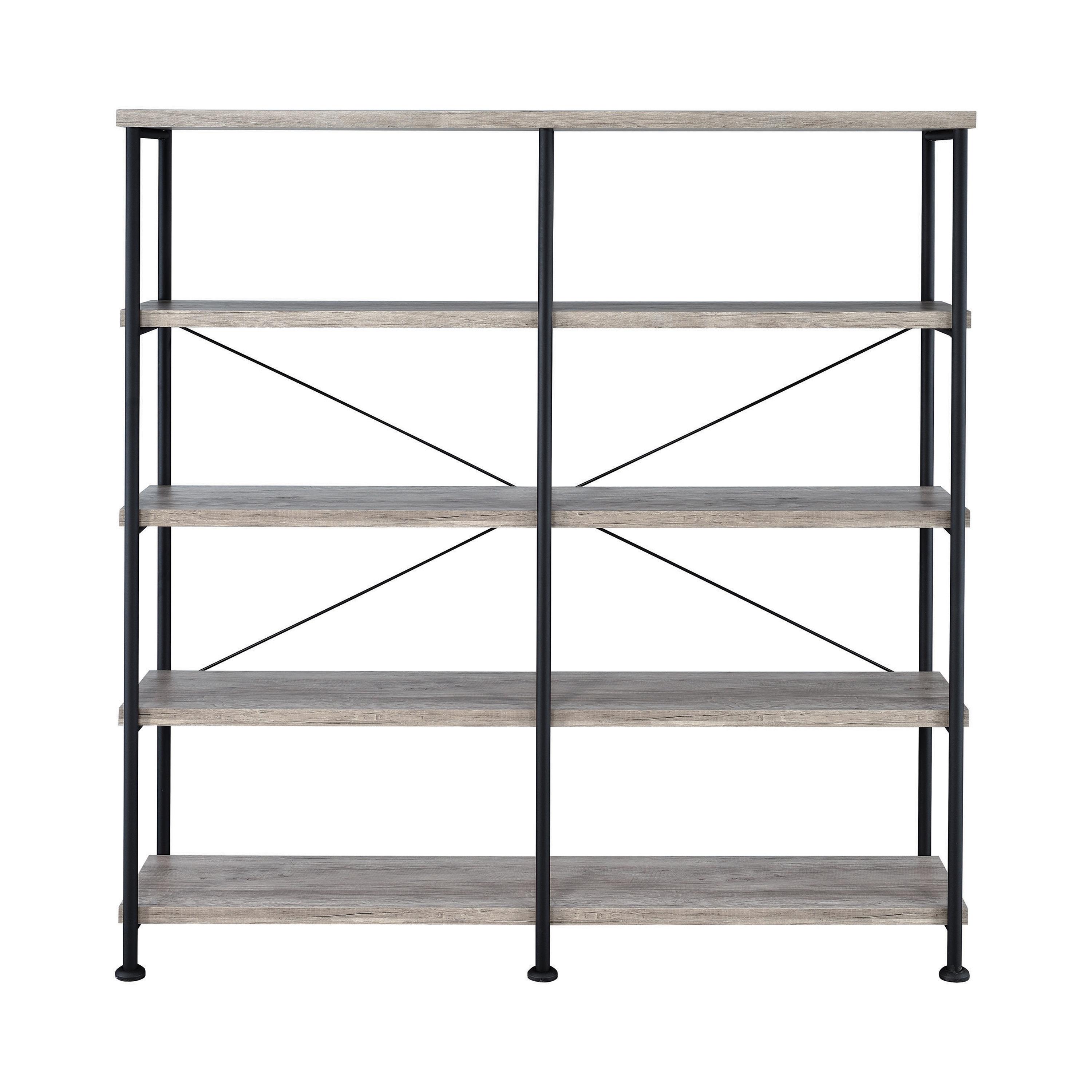 

    
Industrial Gray Driftwood Metal Open Bookcase Coaster 801544 Analiese
