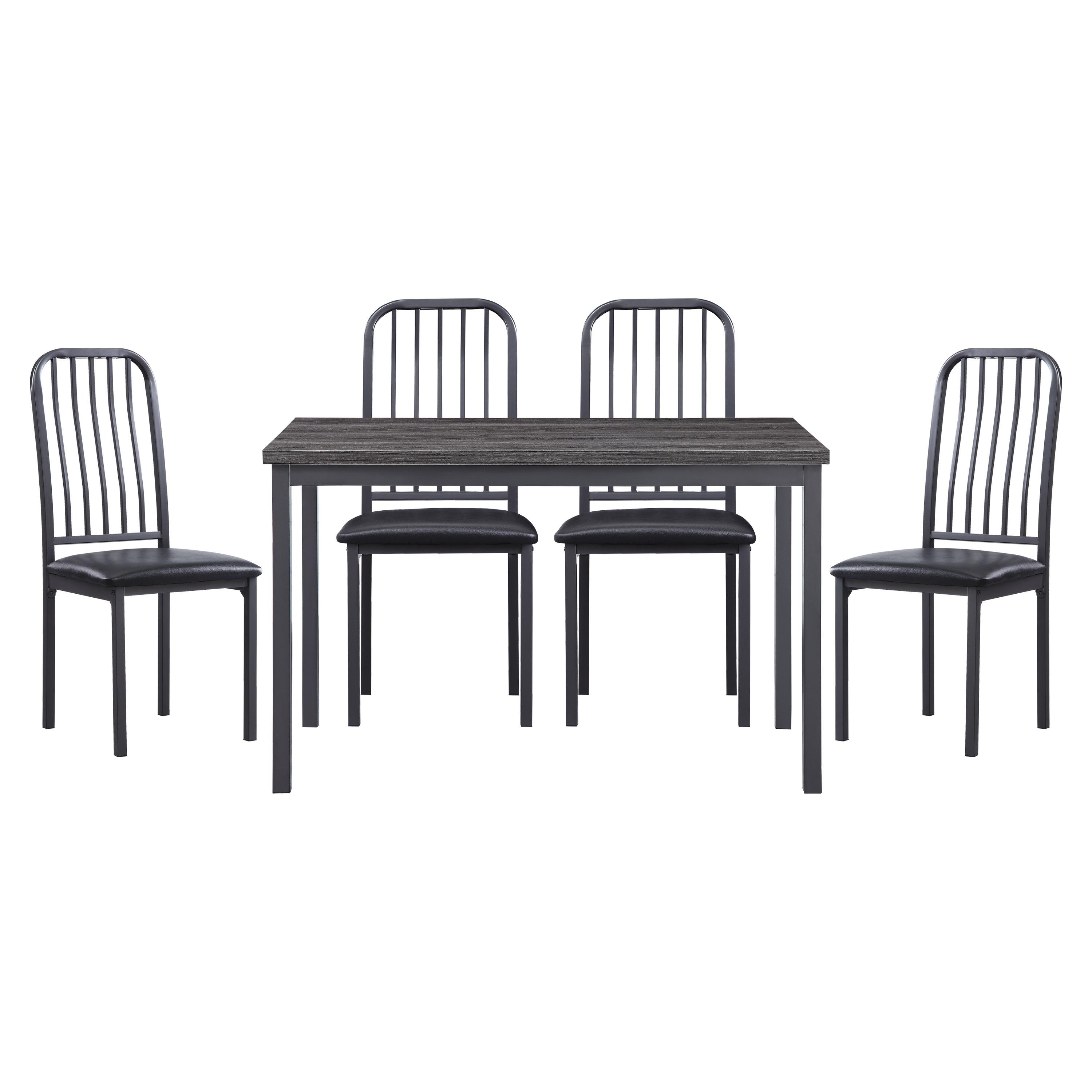 Modern Dining Room Set 5664-48*5PC Tripp 5664-48*5PC in Gray Faux Leather