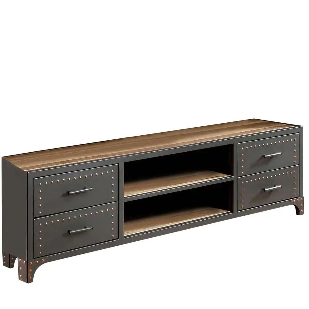 

    
Industrial Gray & Natural Tone Metal Frame 60" TV Stand Furniture of America CM5904-TV-62 Galway
