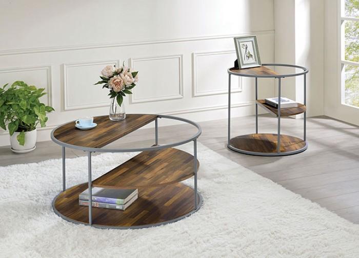 

    
Industrial Gray & Walnut Steel Coffee Table Furniture of America CM4396GY-C Orrin
