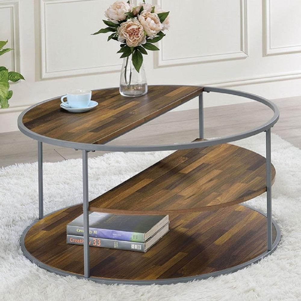 

    
Industrial Gray & Walnut Steel Coffee Table Furniture of America CM4396GY-C Orrin
