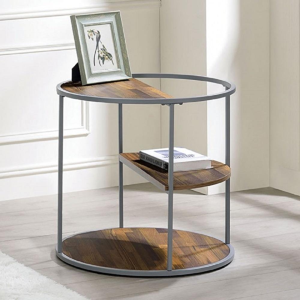 

    
Industrial Gray & Walnut Steel End Table Furniture of America CM4396GY-E Orrin
