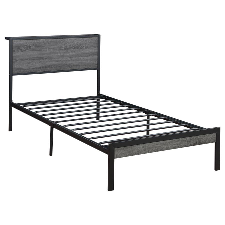 

    
Coaster Ricky Twin Panel Bed 302143T Panel Bed Gray/Black 302143T
