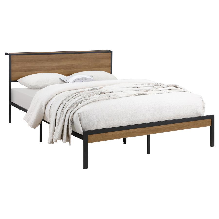 

    
Industrial Light Oak Wood Full Panel Bed Coaster Ricky 302144F
