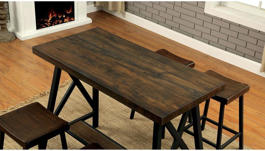 

    
Industrial Medium Oak & Black Solid Wood Counter Dining Set 5pcs Furniture of America Lainey
