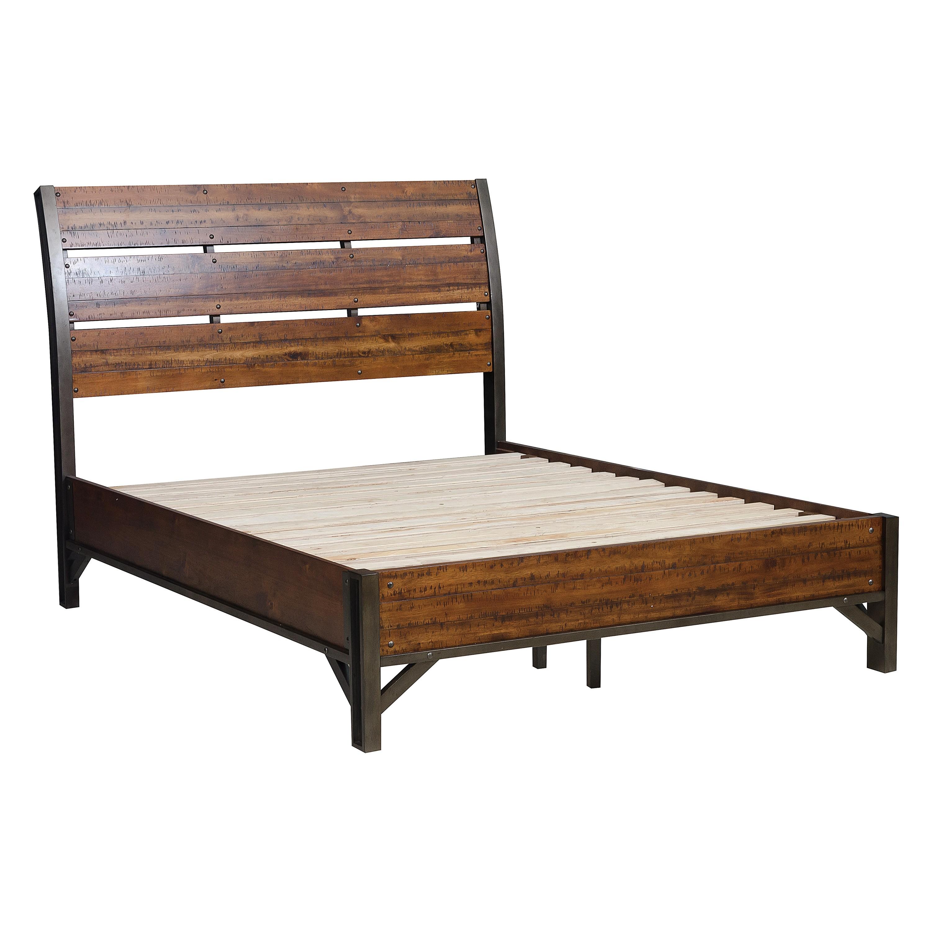 

    
Industrial Rustic Brown & Gunmetal Wood CAL Bed Homelegance 1715K-1CK* Holverson
