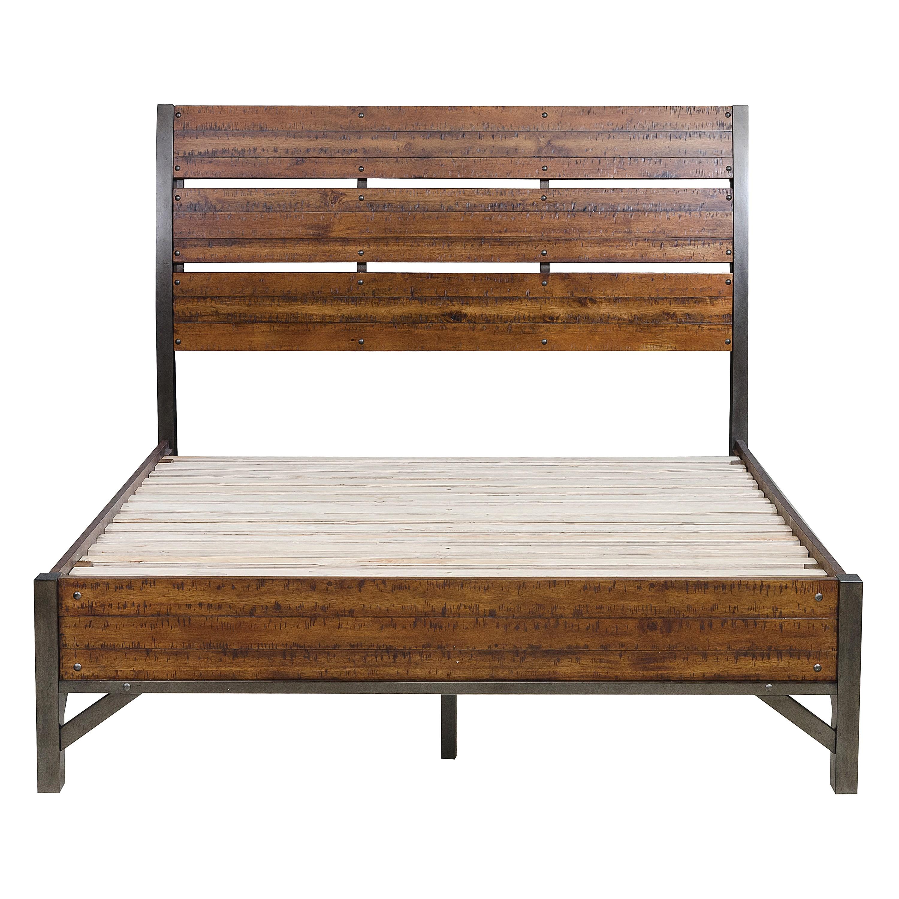 

    
Industrial Rustic Brown & Gunmetal Wood CAL Bed Homelegance 1715K-1CK* Holverson
