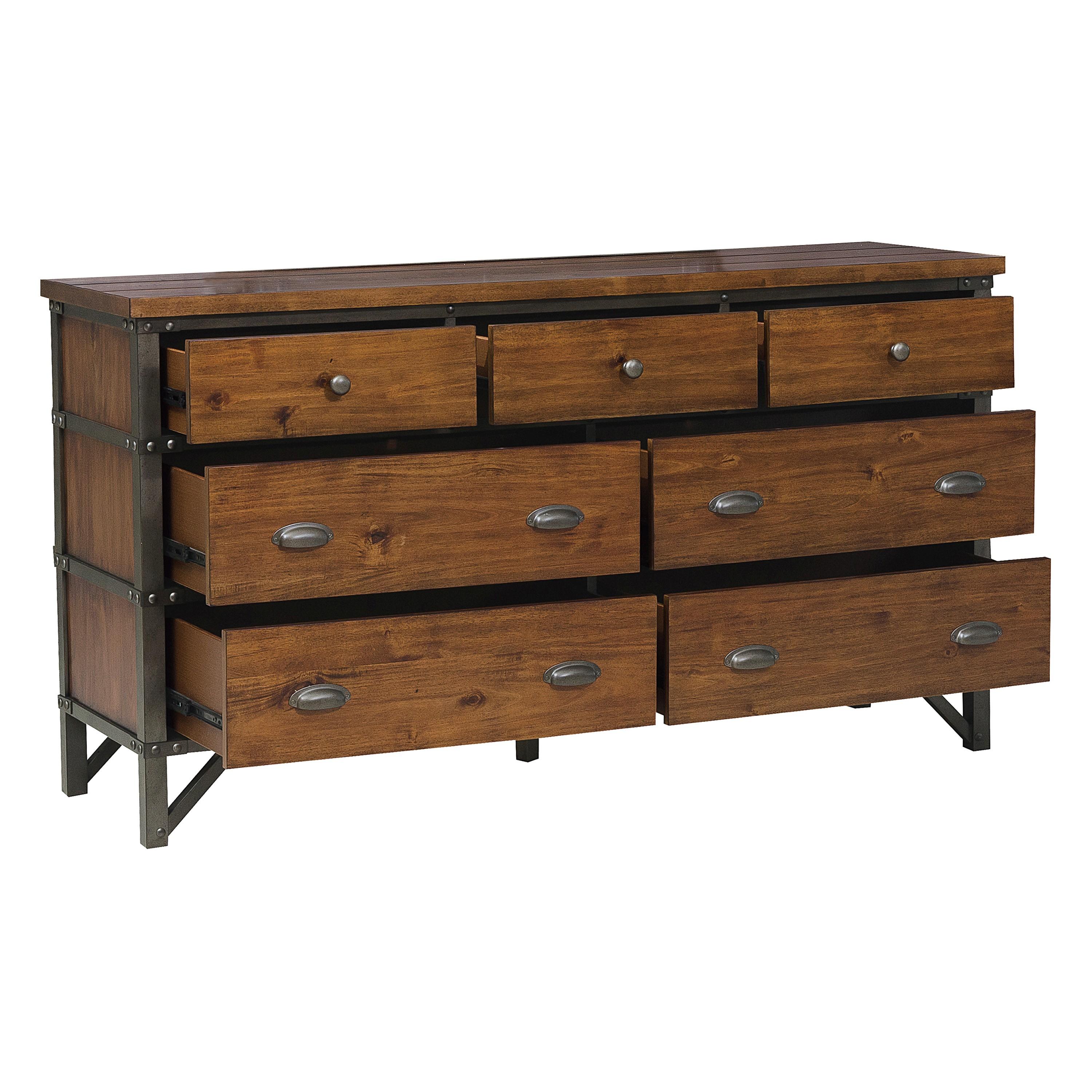 

    
Industrial Rustic Brown & Gunmetal Wood Dresser Homelegance 1715-5 Holverson
