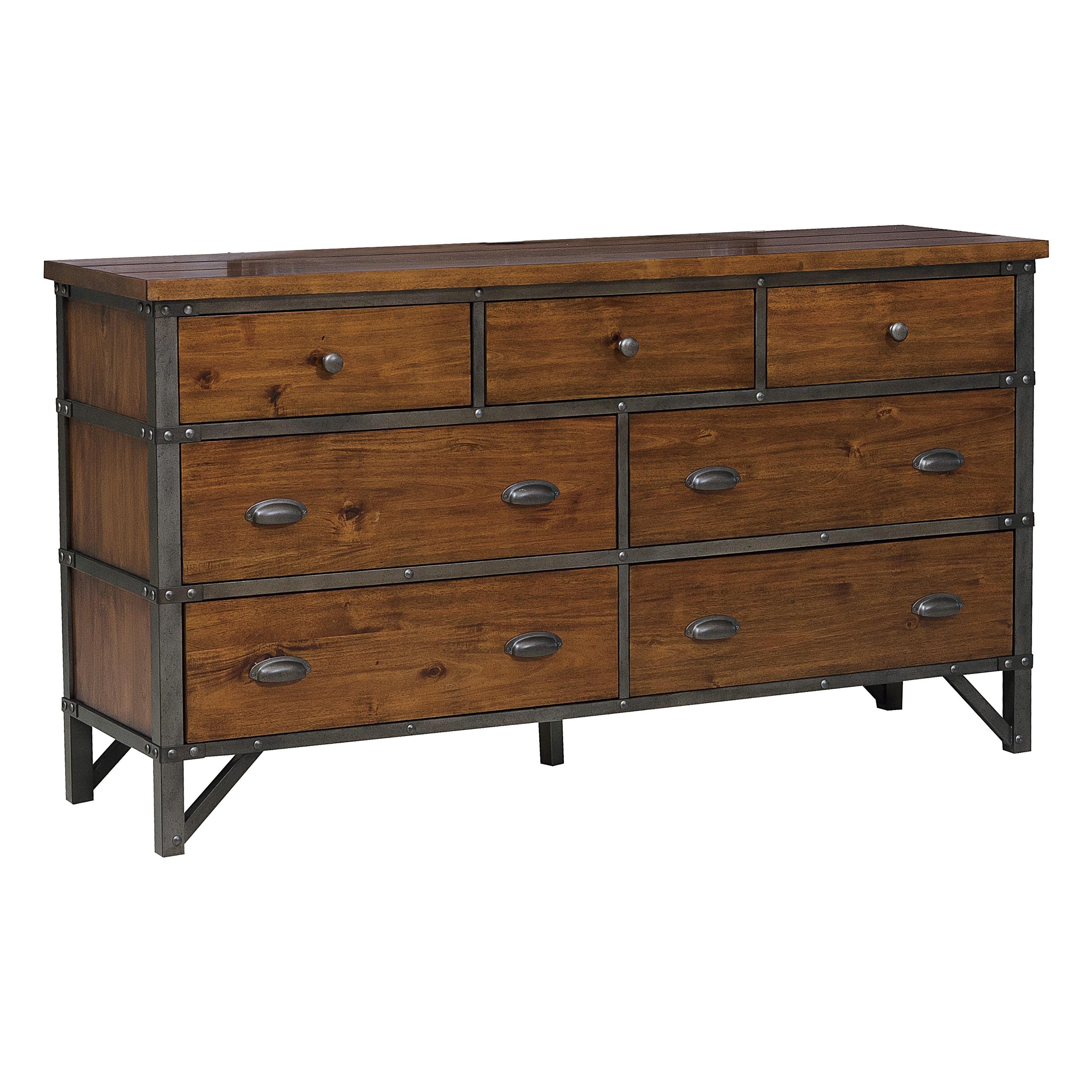 

    
Industrial Rustic Brown & Gunmetal Wood Dresser w/Mirror Homelegance 1715-5*6 Holverson
