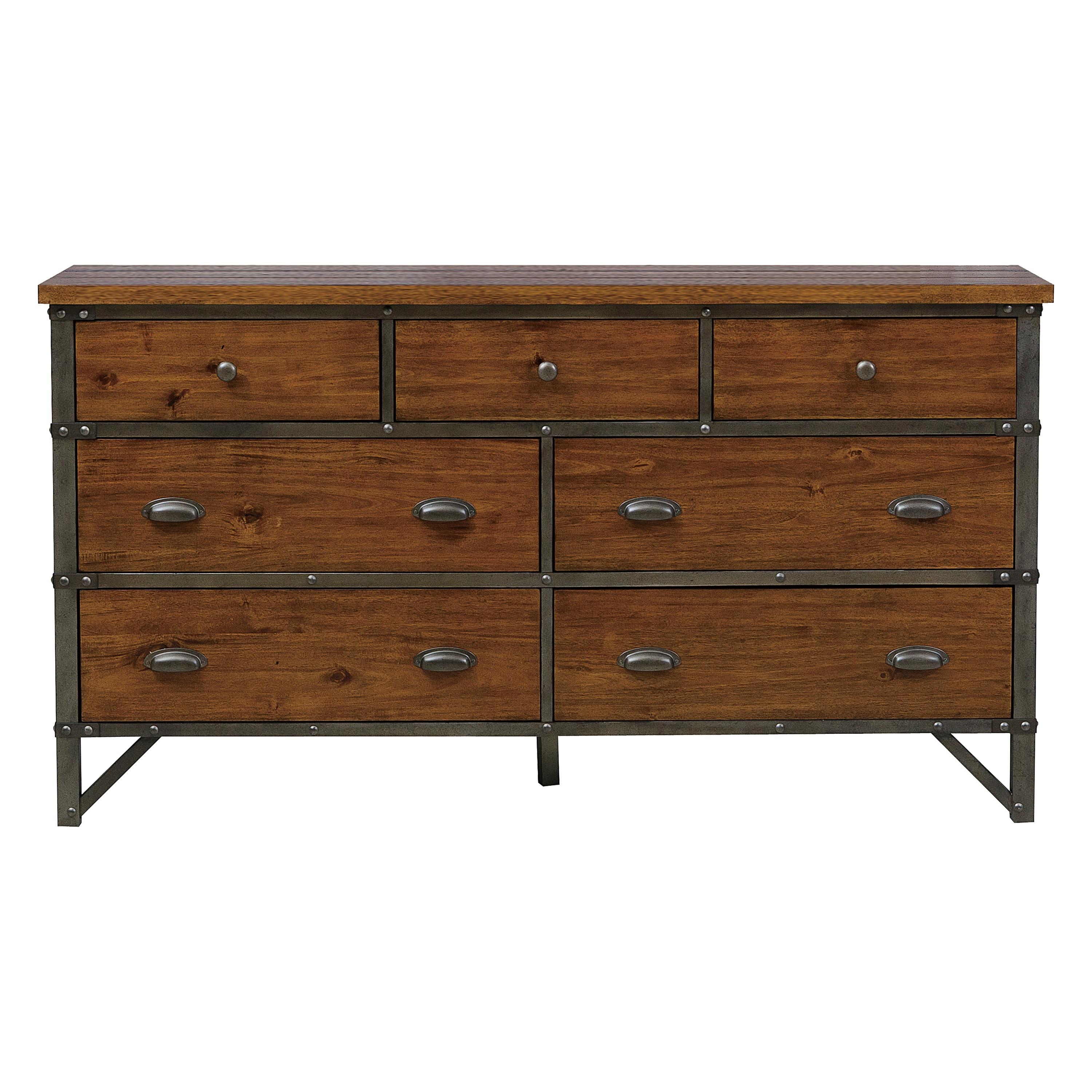 

                    
Homelegance 1715-5*6-2PC Holverson Dresser w/Mirror Gunmetal/Rustic Brown  Purchase 
