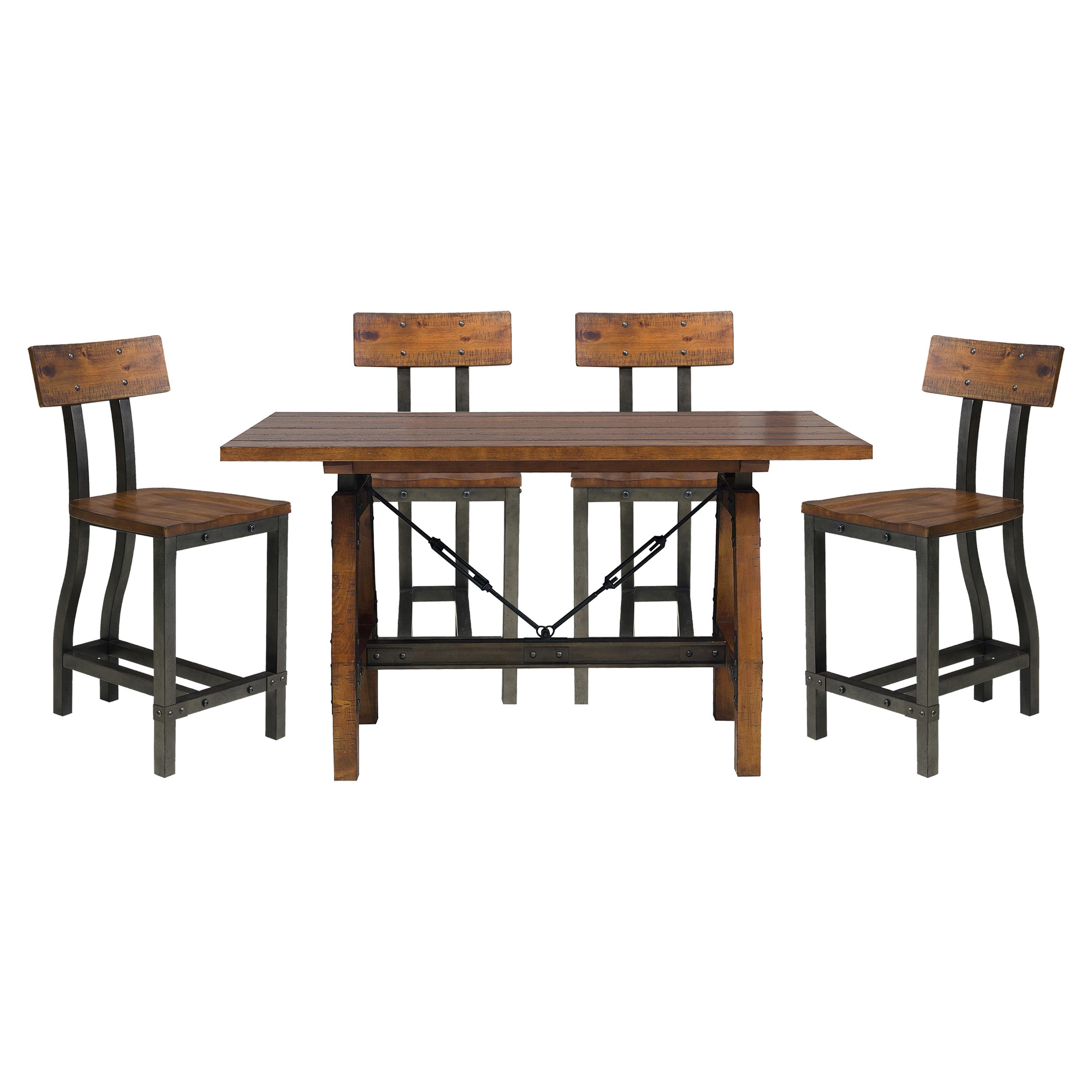Modern Dining Room Set 1715-36*5PC Holverson 1715-36*5PC in Rustic Brown 
