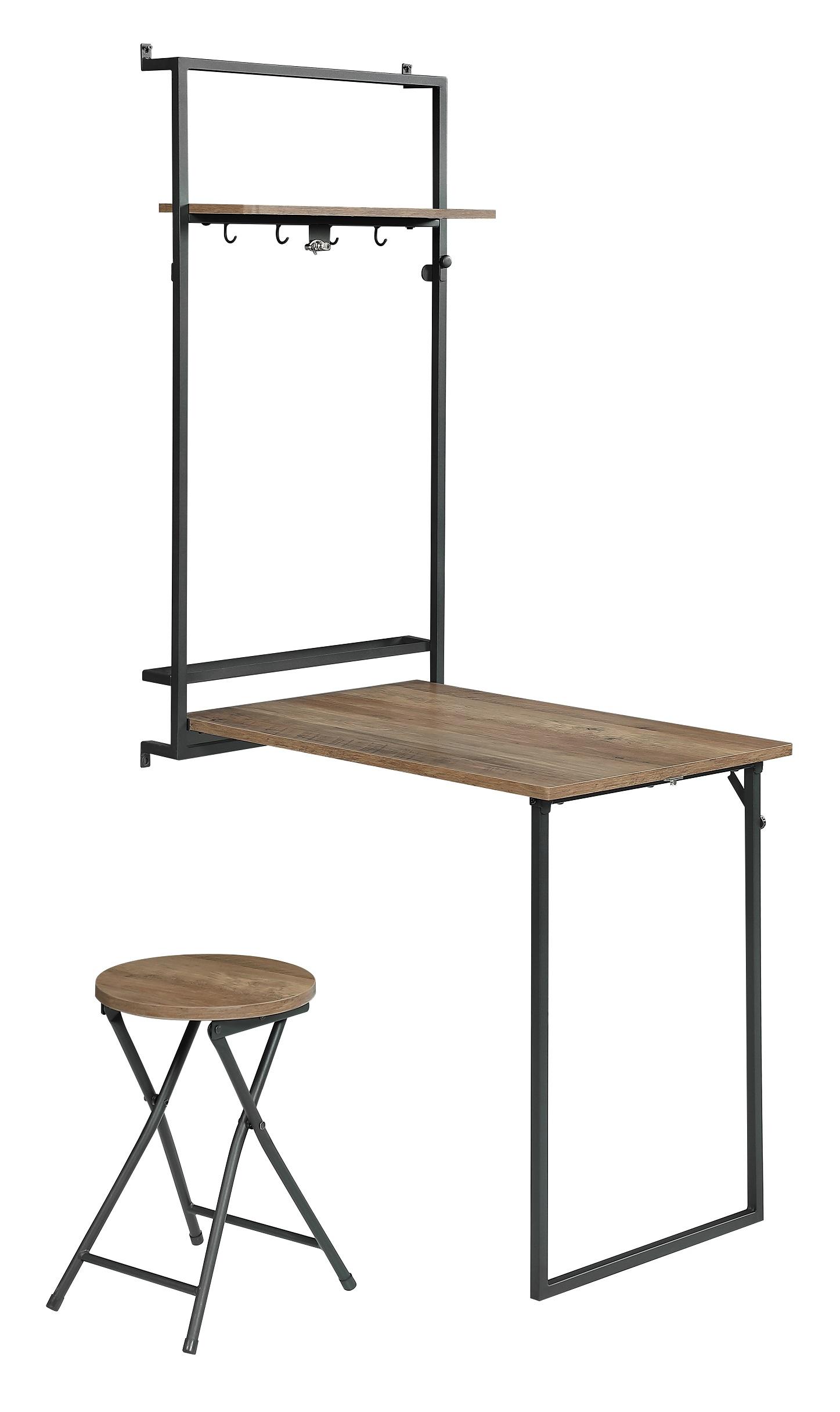 

    
Industrial Rustic Oak Metal & Wood Foldable Wall Desk Set 2pcs Coaster 801402 Riley
