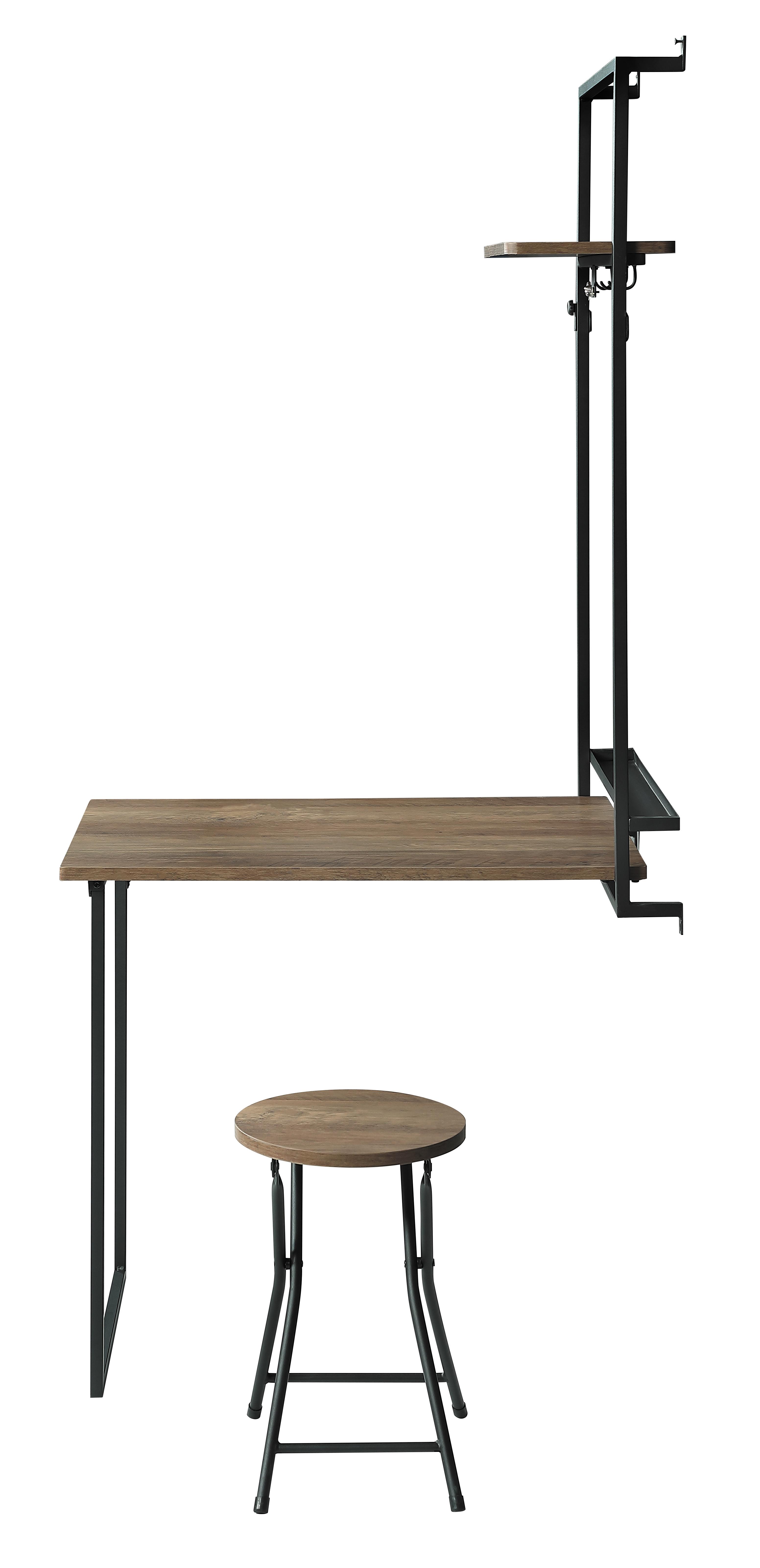 

    
Industrial Rustic Oak Metal & Wood Foldable Wall Desk Set 2pcs Coaster 801402 Riley

