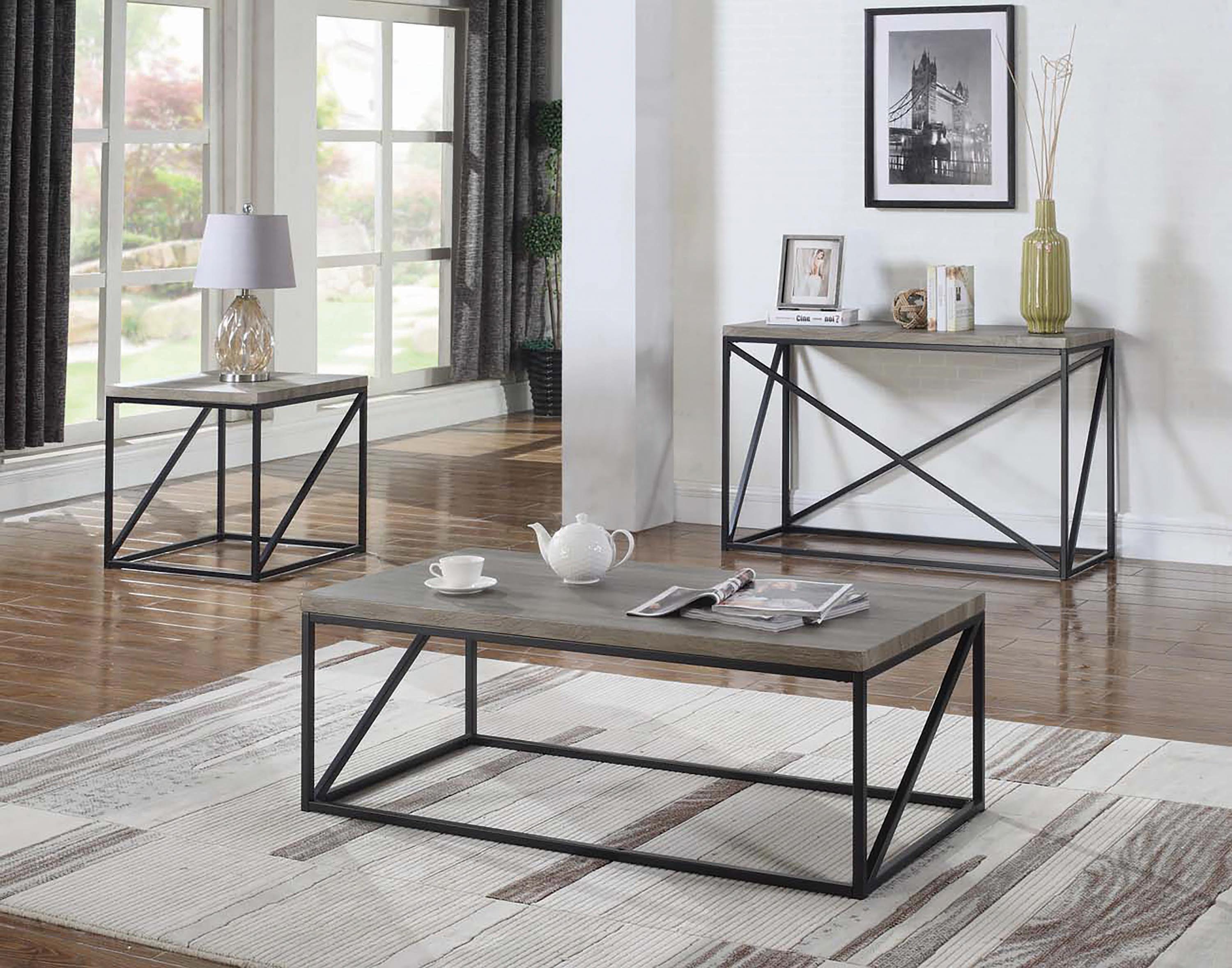 Contemporary Coffee Table Set 705618-S3 705618-S3 in Gray 
