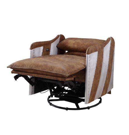 

                    
Buy Riley Industrial Style Mocha Top Grain Leather & Aluminum Power Motion Recliner
