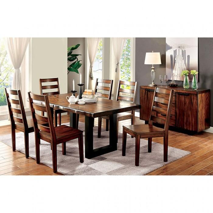 

    
Industrial Tobacco Oak & Black Solid Wood Dining Room Set 5pcs Furniture of America Maddison

