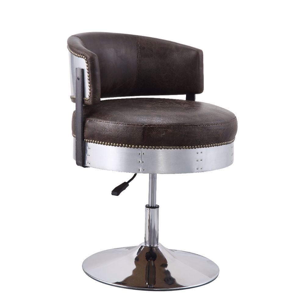 Casual, Transitional Bar Stool Ingram BS555 in Chocolate Geniune Leather