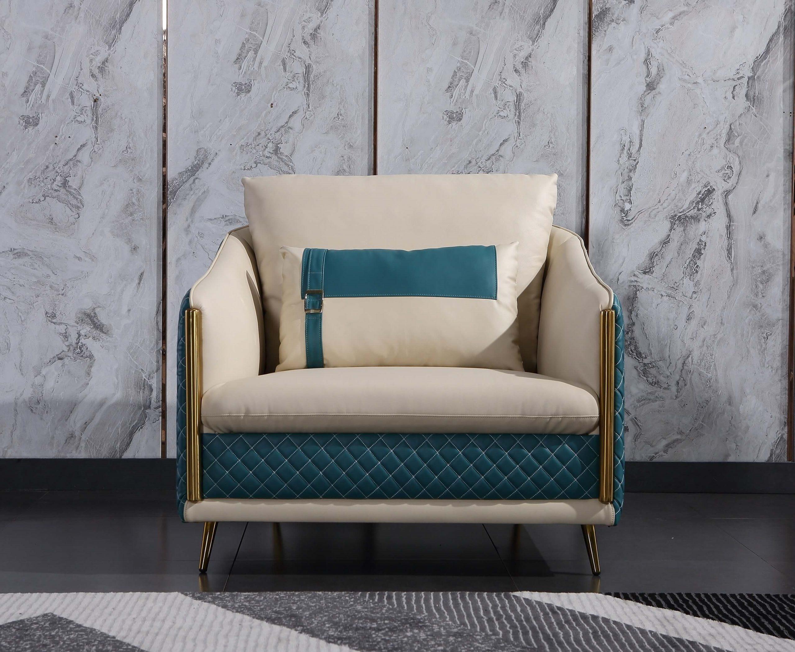 

    
Italian Leather Off White & Blue Arm Chair ICARO EUROPEAN FURNITURE Modern
