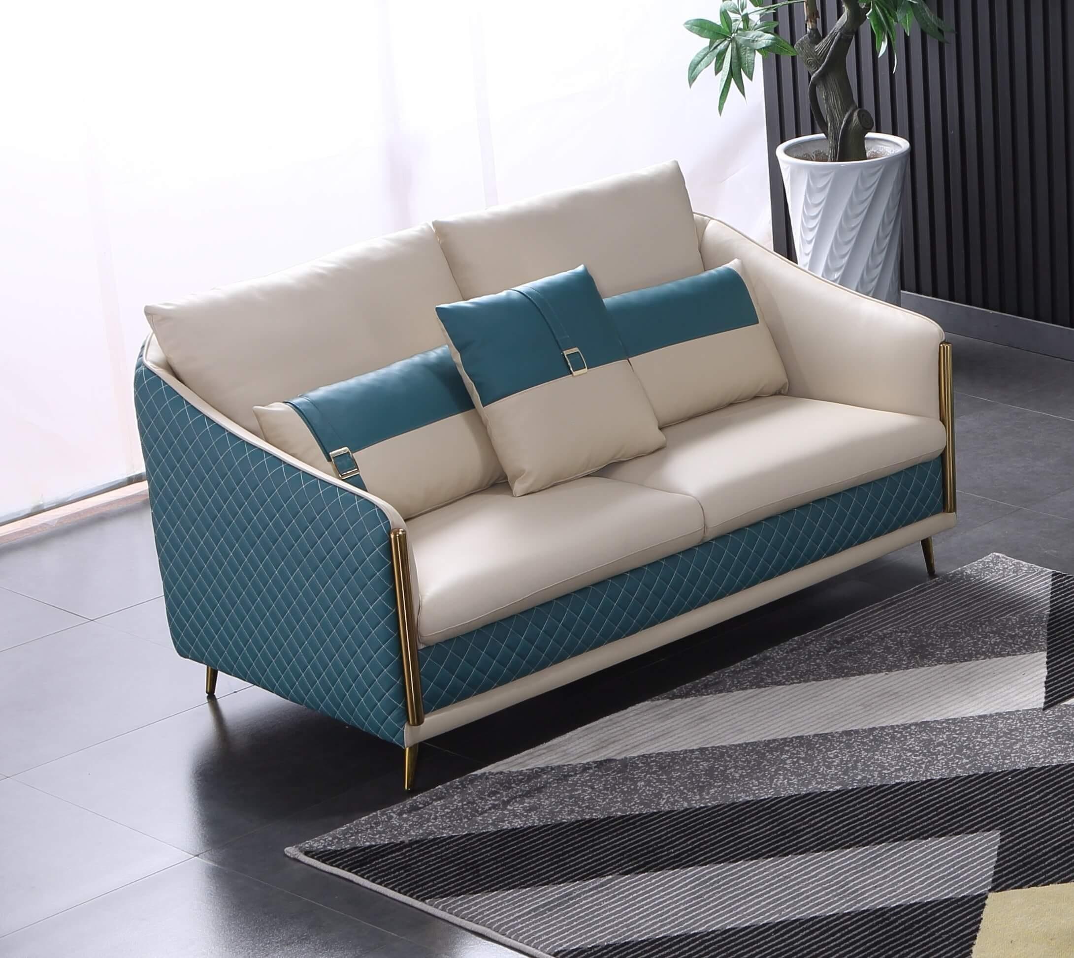 

                    
EUROPEAN FURNITURE ICARO Sofa Set Off-White/Blue Italian Leather Purchase 
