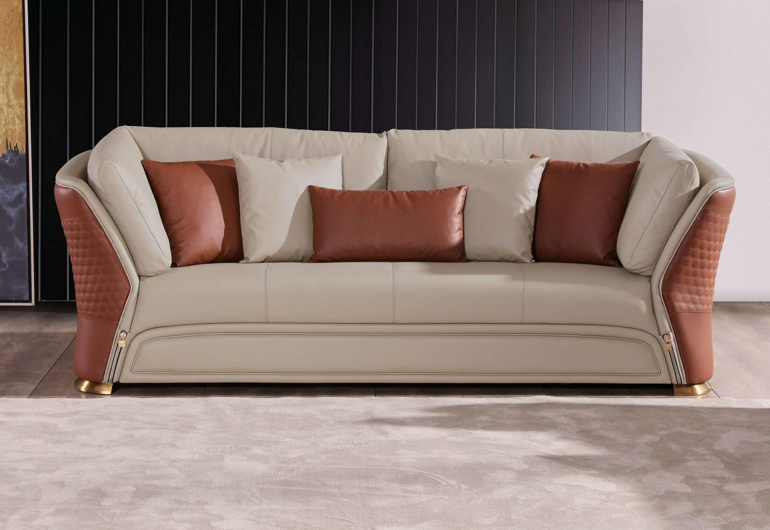 

    
Italian Leather Sand Beige-Cognac Sofa Set 2Pcs  VOGUE  EUROPEAN FURNITURE Modern
