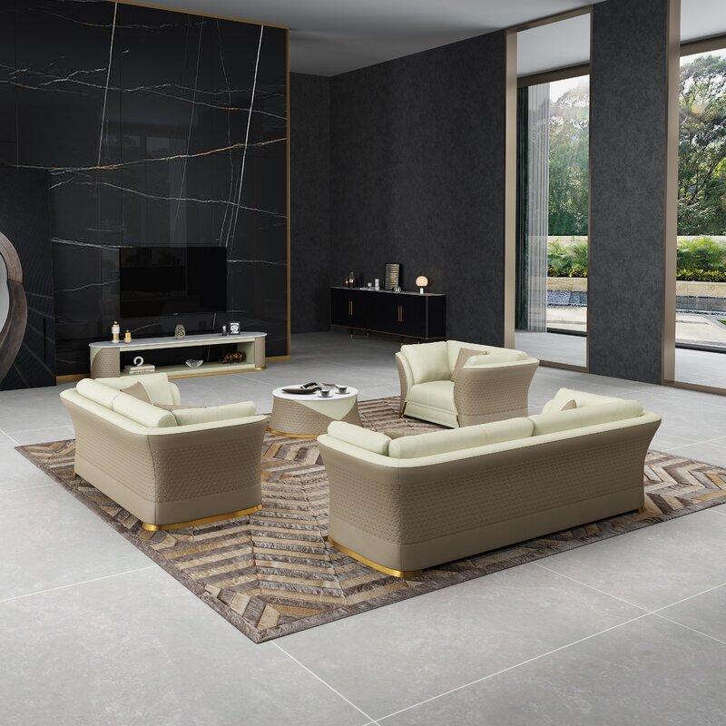 

    
Italian Leather Taupe-off White Sofa Set 2Pcs VOGUE  EUROPEAN FURNITURE Modern
