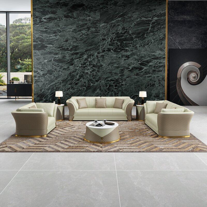 

                    
Buy Italian Leather Taupe-off White Sofa Set 2Pcs VOGUE  EUROPEAN FURNITURE Modern
