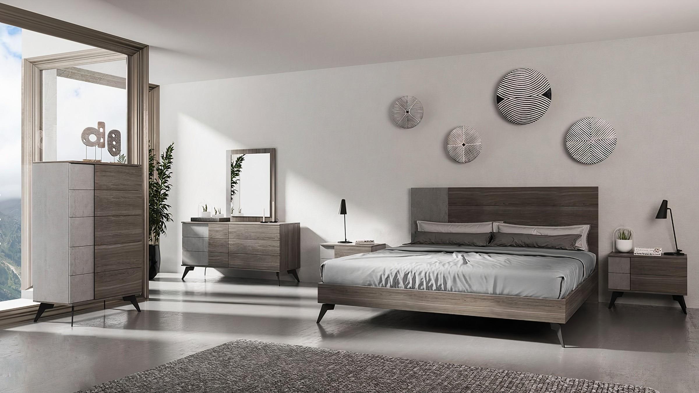 Contemporary, Modern Panel Bedroom Set Palermo VGACPALERMO-BED-K-6pcs in Gray 