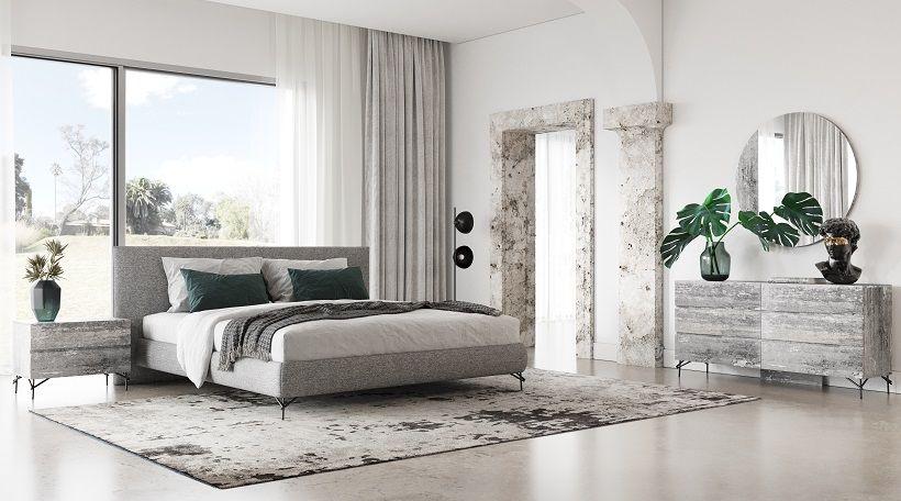 Contemporary, Modern Panel Bedroom Set Aria VGAC-ARIA-BED-Q-6pcs in Gray Fabric