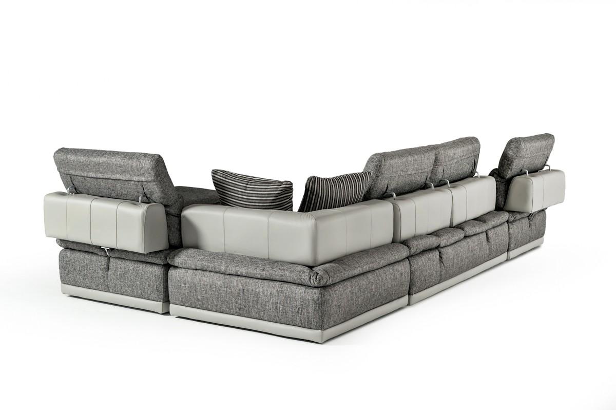 

    
Grey Fabric & Italian White Leather Sectional Sofa Modern David Ferrari Panorama
