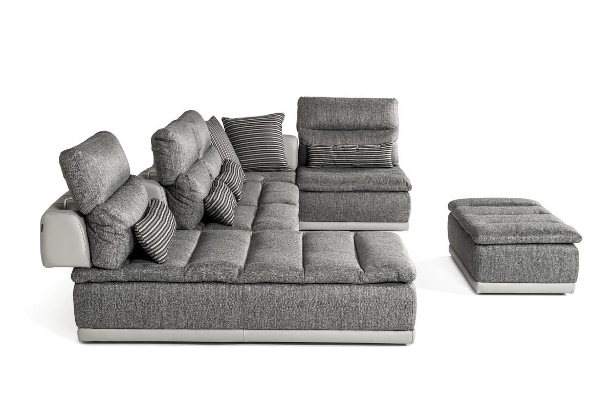 

    
 Order  Grey Fabric & Italian White Leather Sectional Sofa Modern David Ferrari Panorama
