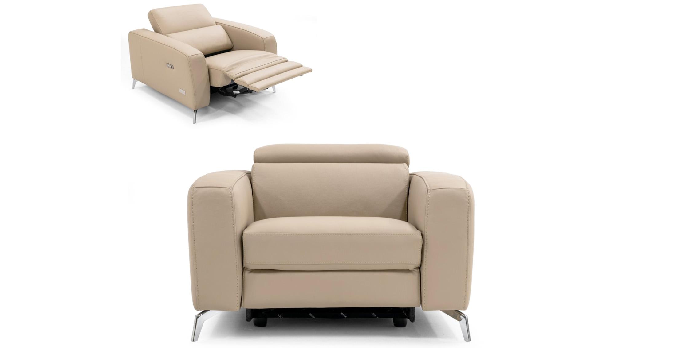 Contemporary, Modern Recliner Chair VGCCROMA-BEI-CH VGCCROMA-BEI-CH in Tan Italian Leather