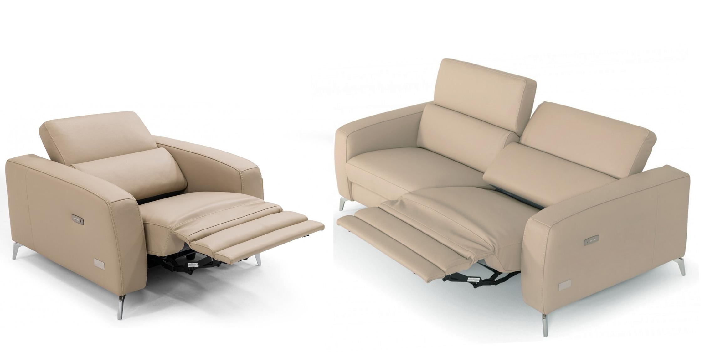 Contemporary, Modern Recliner Sofa Set VGCCROMA-SF-CAP-TAN-S-Set-2 VGCCROMA-SF-CAP-TAN-S-Set-2 in Tan Italian Leather