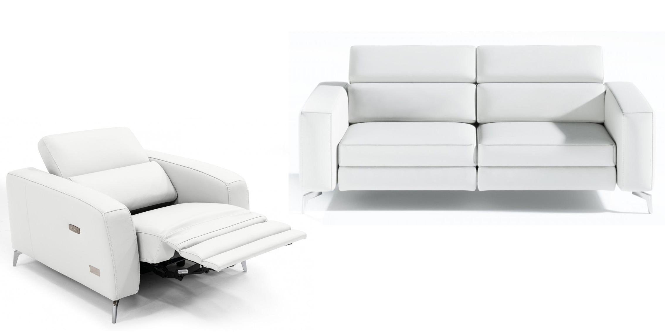 

    
Italian White Leather Recliner Sofa Set 2 Pcs Coronelli Turin VIG Made in Italy

