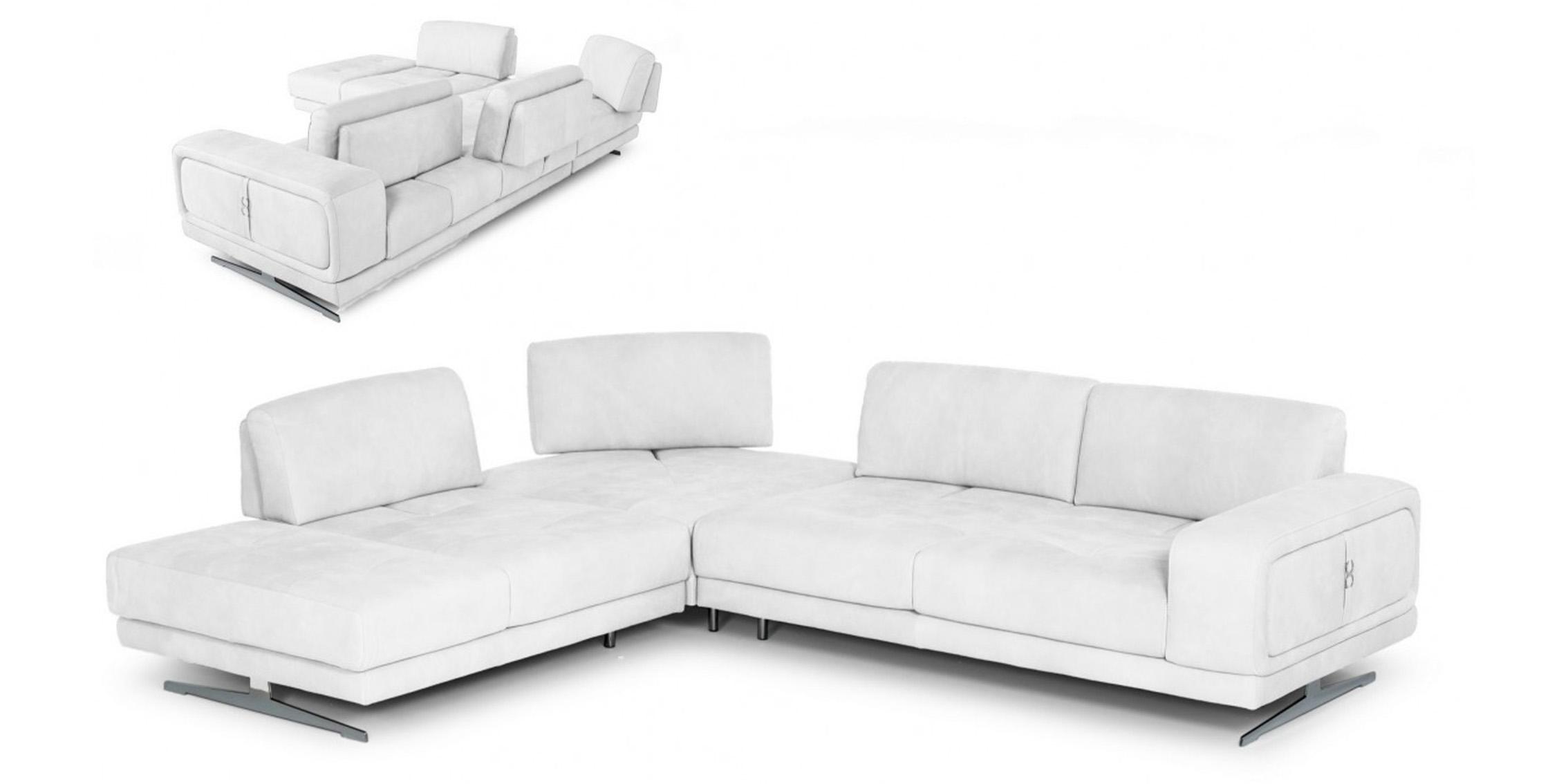 Contemporary, Modern Sectional Sofa VGCCMOOD-SPAZIO-100-WHT-LAF-SECT 79192 VGCCMOOD-SPAZIO-100-WHT-LAF-SECT in White Italian Leather