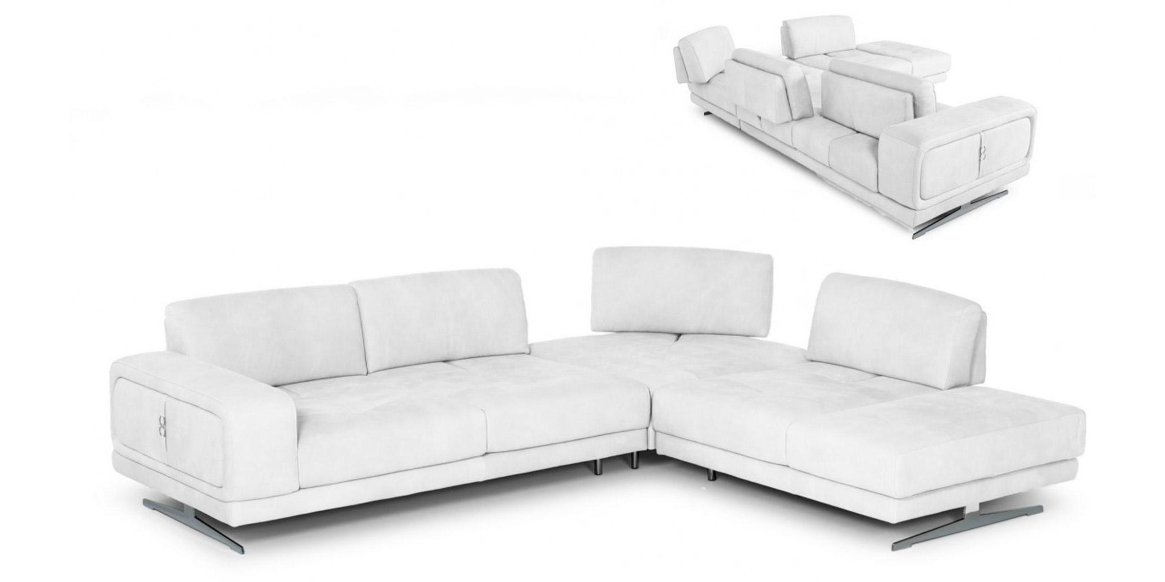 Contemporary, Modern Sectional Sofa VGCCMOOD-SPAZIO-100-WHT-RAF-SECT 79193 VGCCMOOD-SPAZIO-100-WHT-RAF-SECT in White Italian Leather