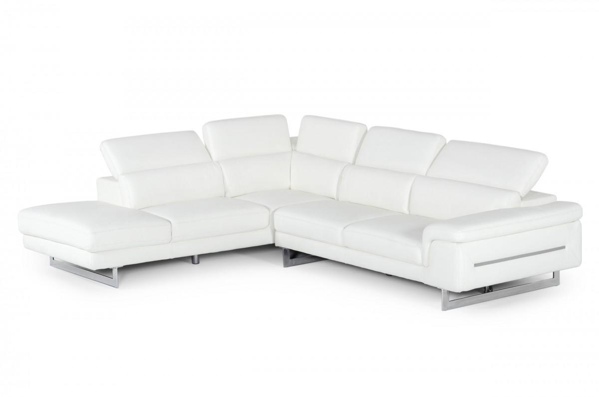 Contemporary, Modern Sectional Sofa VGDDVELVET-WHT-SECT VGDDVELVET-WHT-SECT in White Italian Leather