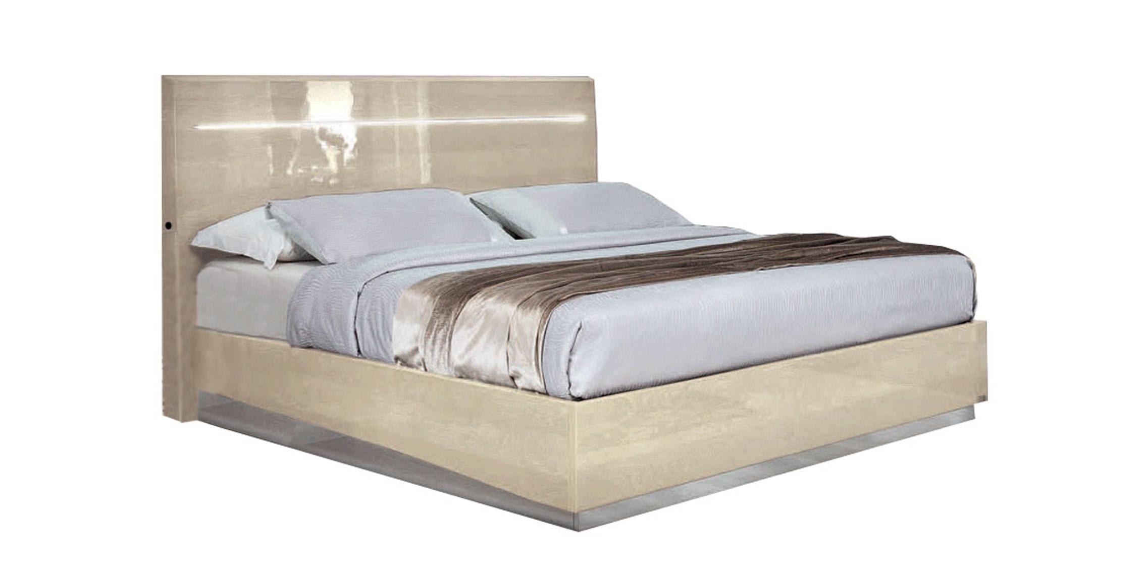 Contemporary, Modern Plarform bed IVORY Platinum Legno IVORY Platinum Legno-EK in Platinum, Ivory 