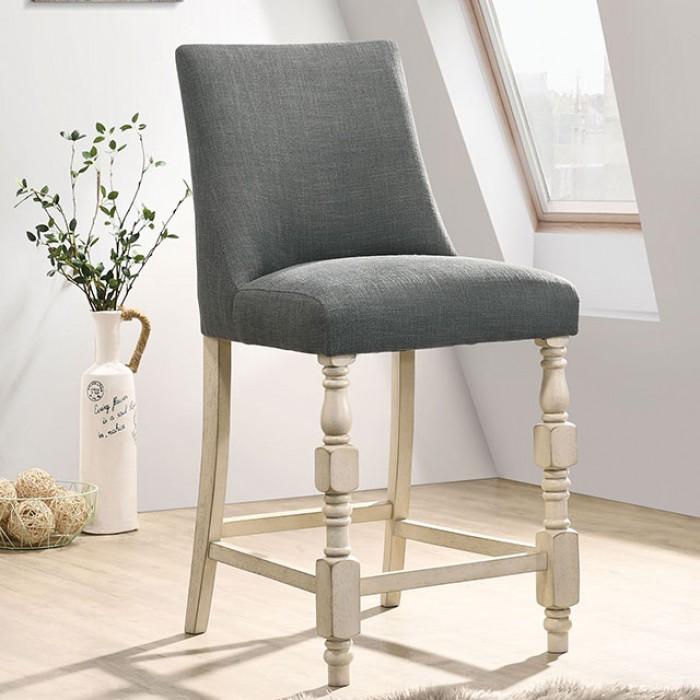 Transitional Counter Height Chair CM3979PC-2PK Plymouth CM3979PC-2PK in Dark Gray, Ivory Fabric
