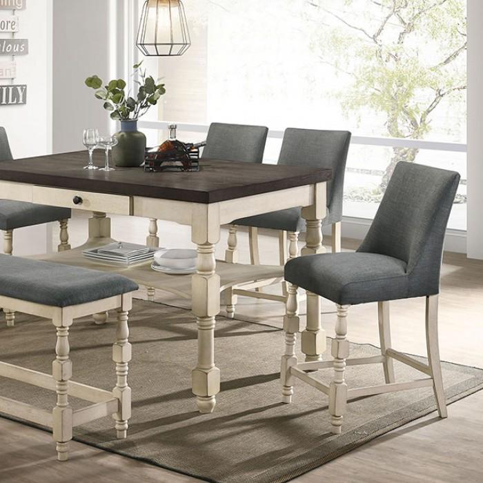 Transitional Counter Table Set Plymouth CM3979PT CM3979PT-5PC in Dark Gray, Ivory 