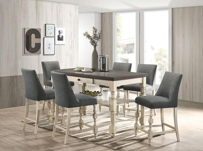 

    
Ivory & Dark Gray Counter Table Set w/4 chairs Plymouth by Furniture Of America
