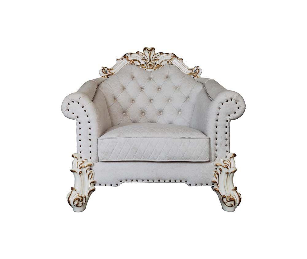 

    
Ivory Fabric & Antique Pearl Chair by Acme Vendom II LV01331
