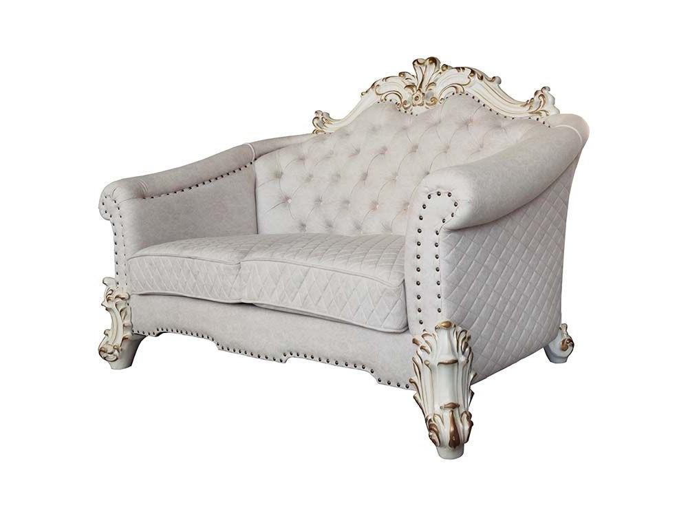 

    
Ivory Fabric & Antique Pearl Loveseat by Acme Vendom II LV01330

