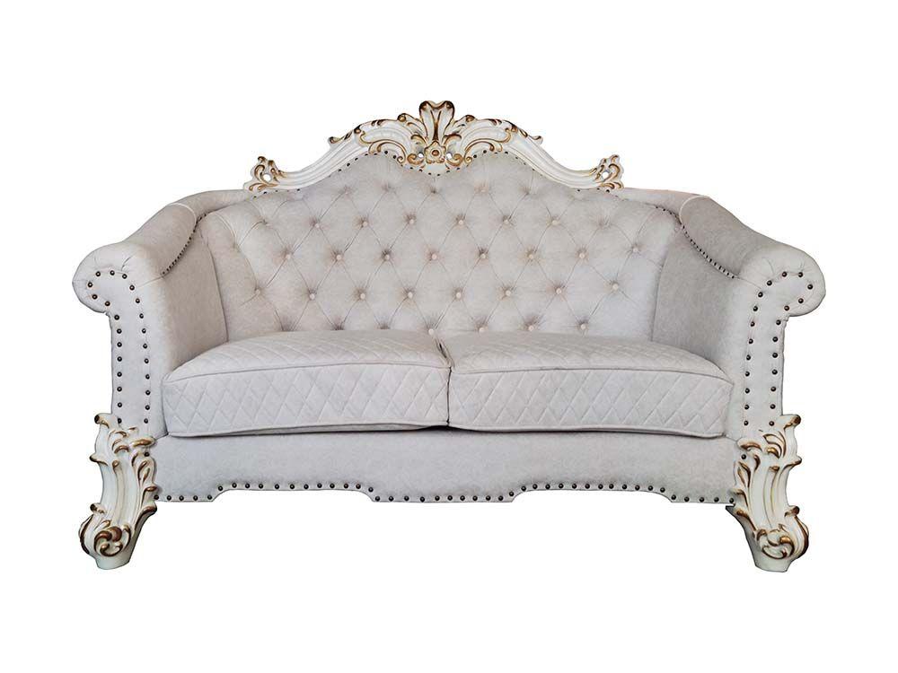Classic, Traditional Loveseat Vendom II LV01330 in Ivory, Beige Fabric
