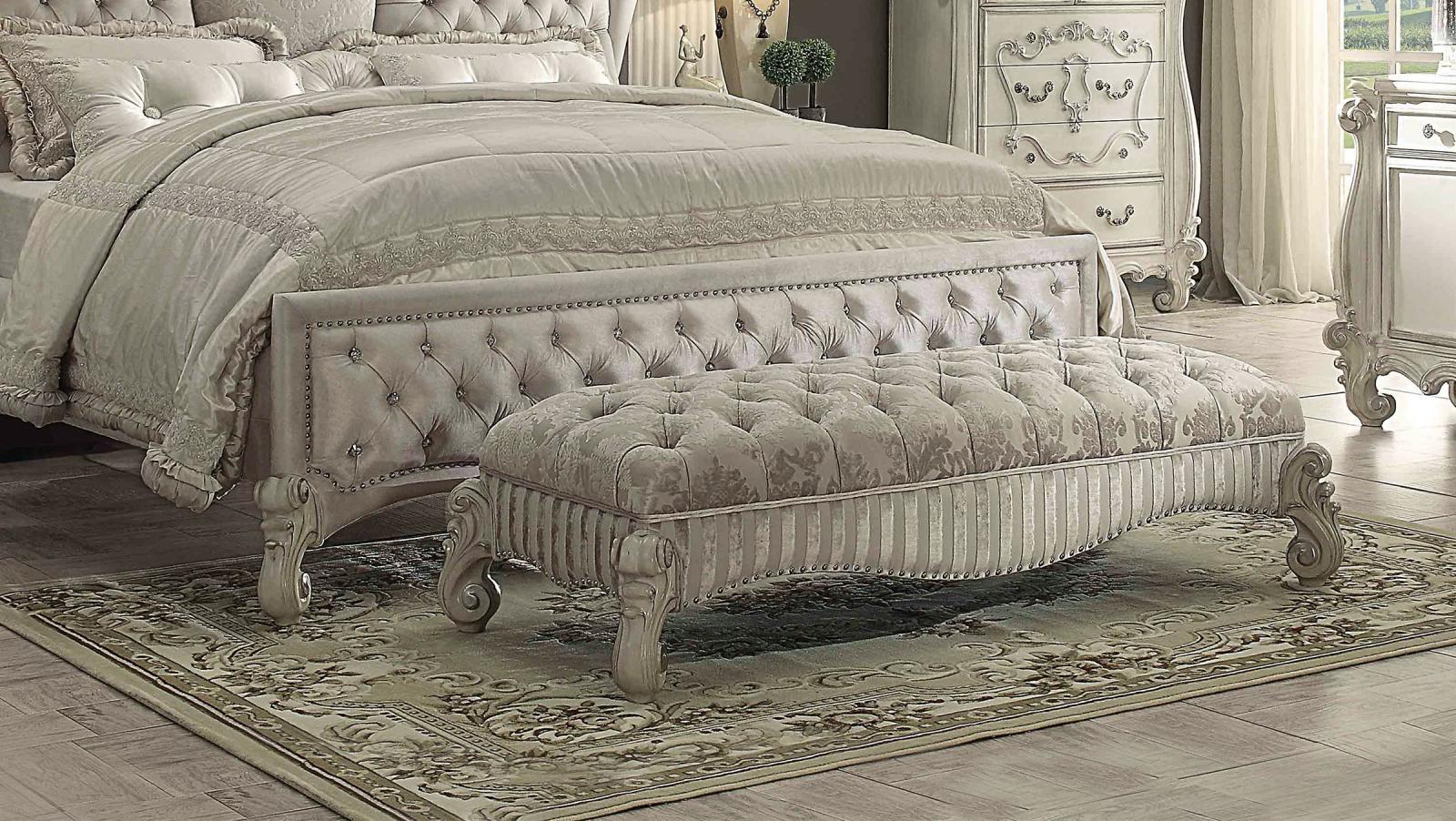 

    
Ivory Fabric & Bone White Bench Versailles 96540 Acme Vintage Traditional

