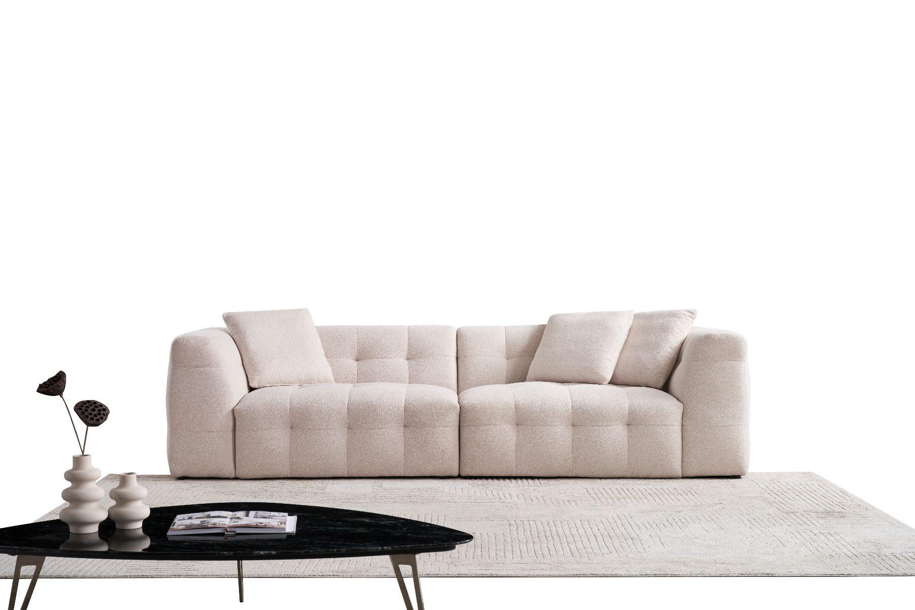 Contemporary Extra Long Sofa AE-D838-IV-4S AE-D838-IV-4S in Ivory Fabric