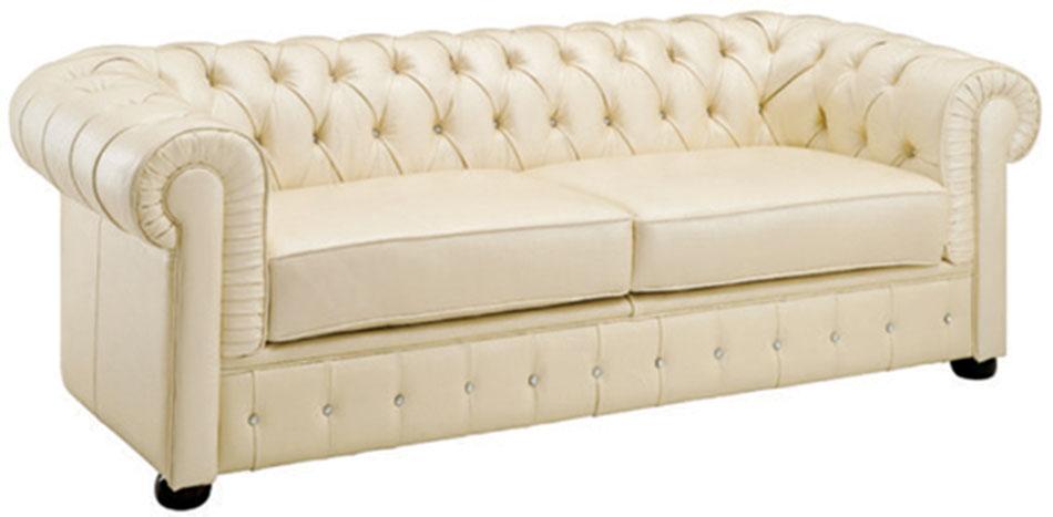 Contemporary Sofa 258 ESF 258-Sofa in Ivory Leather