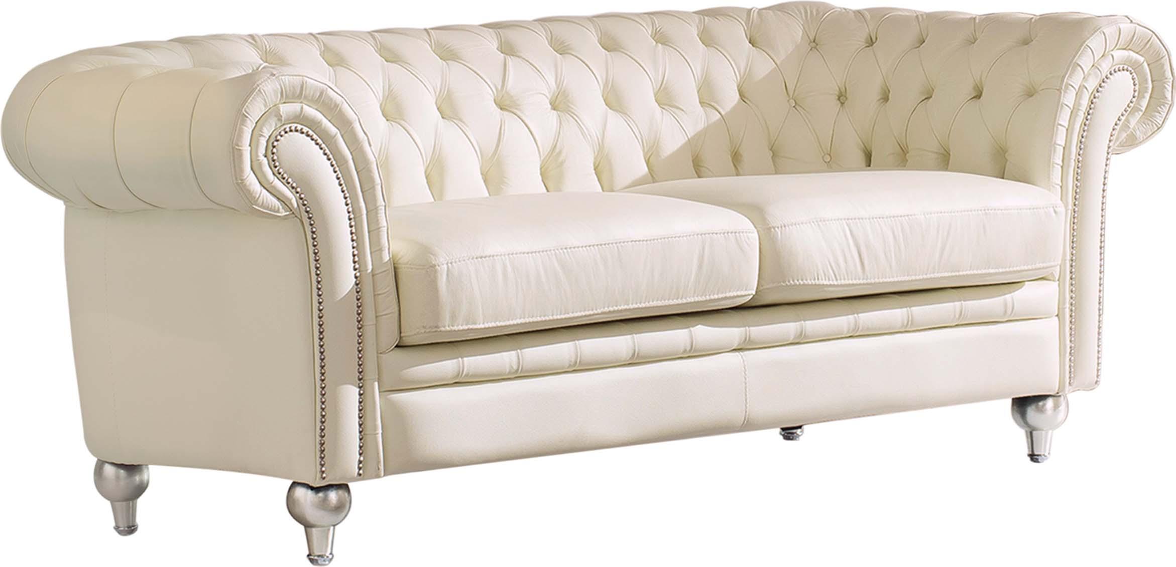 Contemporary Sofa LH2044-IV-S LH2044-IV-Sofa in Ivory Genuine Leather