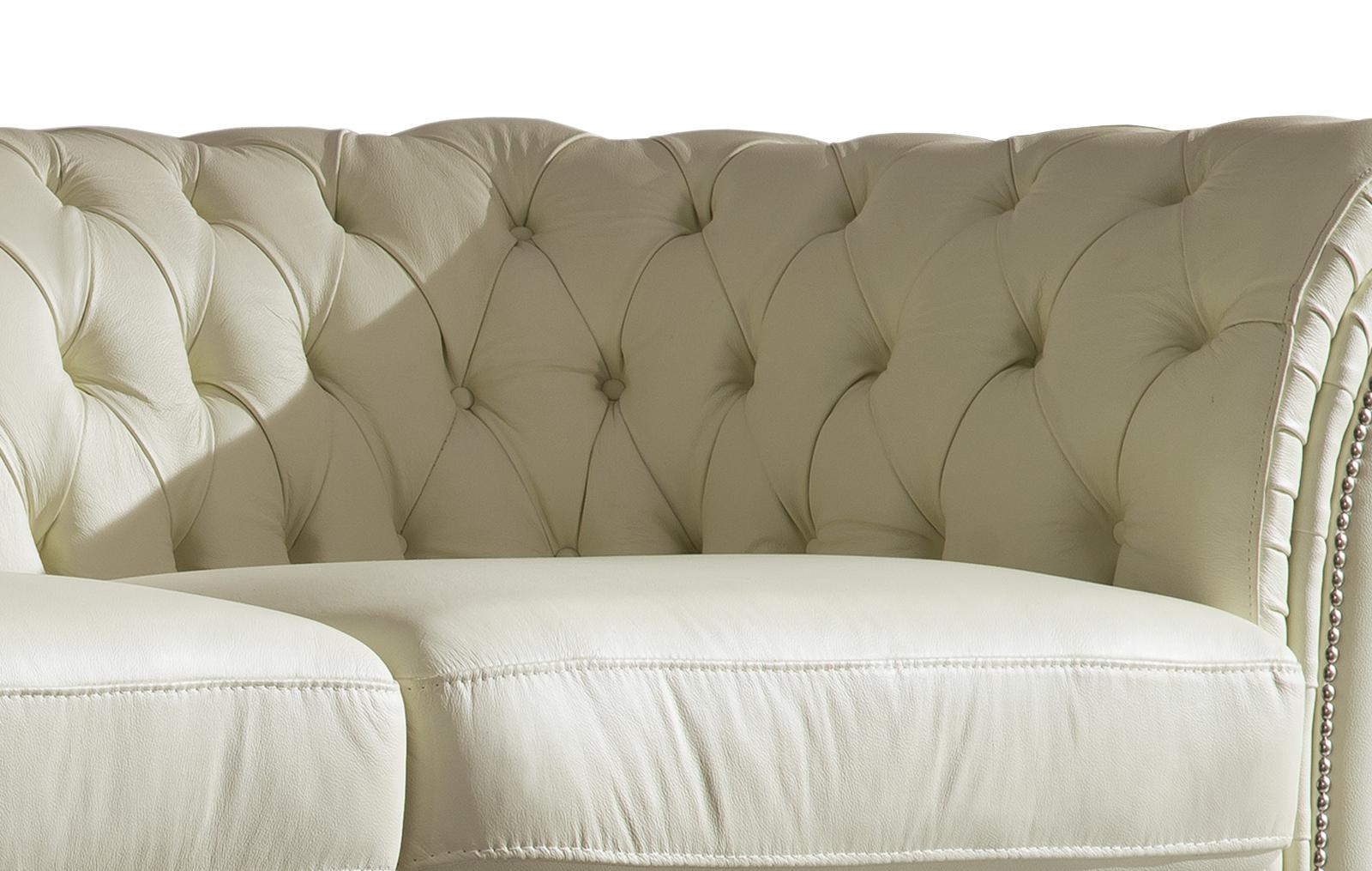 

    
 Order  Ivory Genuine Italian Leather Tufted Sofa & Loveset Set 2Pcs Contemporary Luca Home
