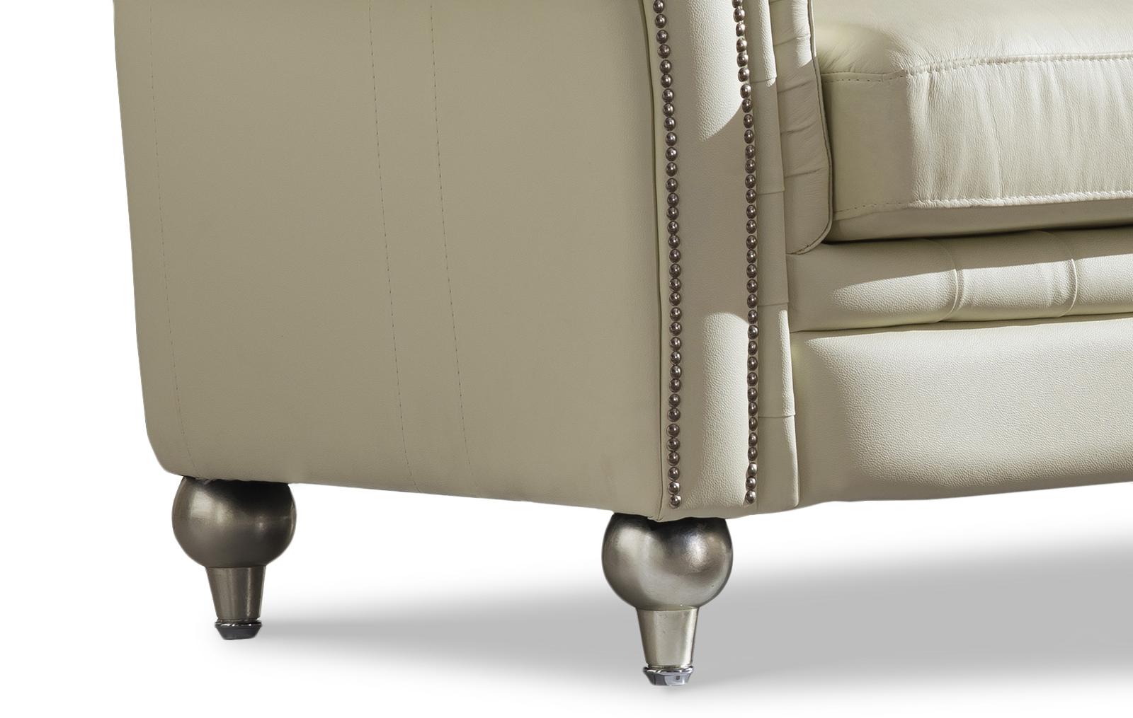 

    
 Order  Ivory Genuine Italian Leather Tufted Sofa Set Set 3 Pcs Contemporary Luca Home
