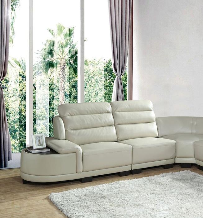 

    
Ivory Leather Modern Corner L-shaped Sectional w/ 2 End Tables Cosmos Furniture Orchid
